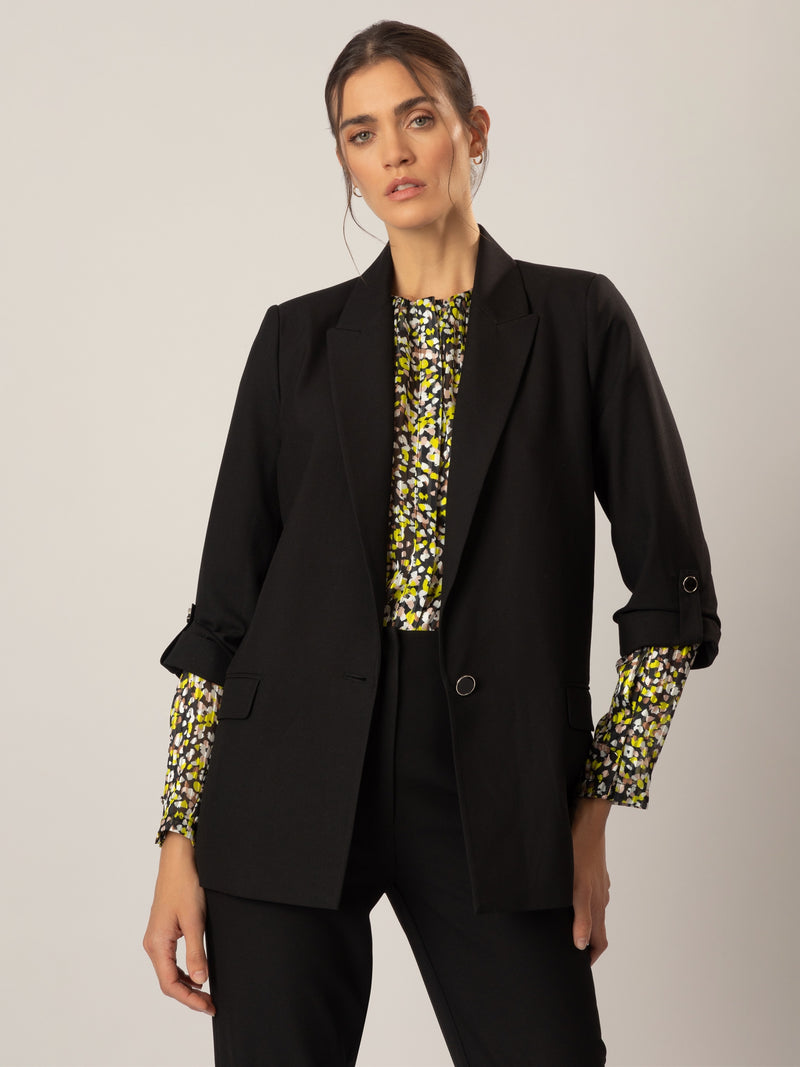 APART Blazer Legerer, leicht Oversized 1- Knopf mit tiefem Revers | schwarz