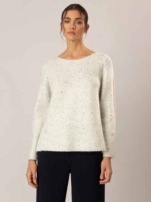 APART Pullover aus einer woll- Mischung in Halbpatent gestrickt | creme-blau meliert image 1