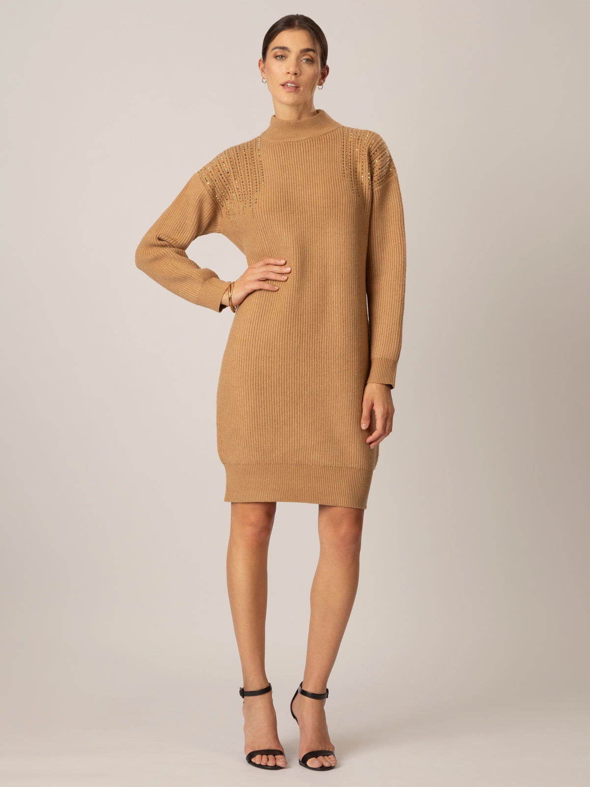 APART Oversized Strickkleid in Halbpatent gestrickt, aus einer soften Viskose- Mischung mi | cognac