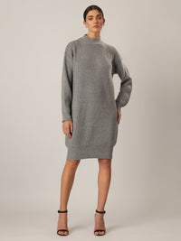 APART Oversized Strickkleid in Halbpatent gestrickt, aus einer soften Viskose- Mischung mi | grau melange