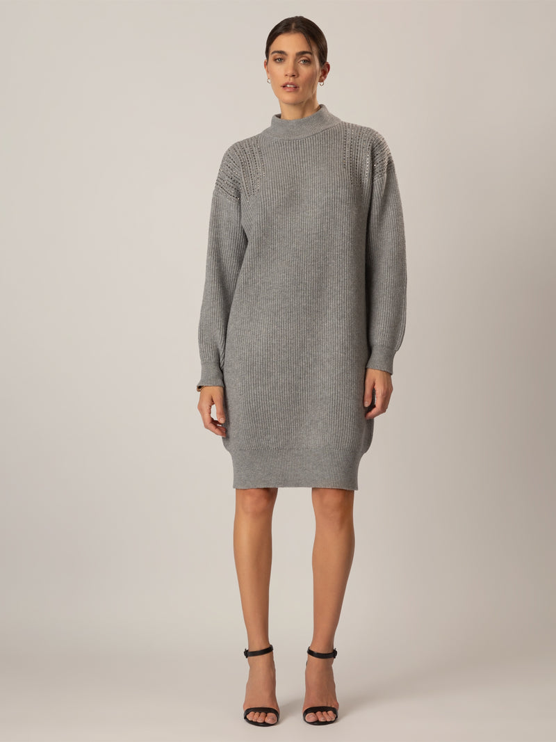 APART Oversized Strickkleid in Halbpatent gestrickt, aus einer soften Viskose- Mischung mi | grau melange