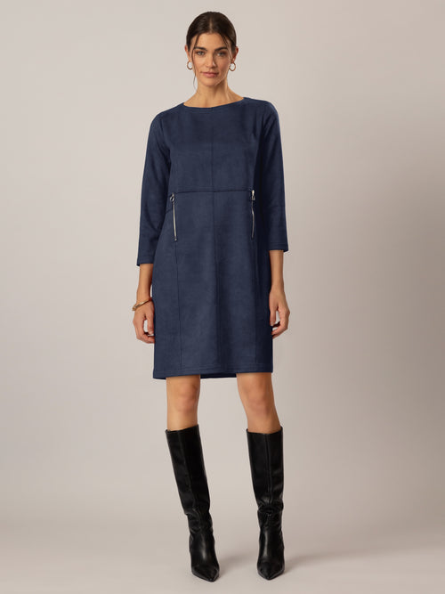 APART Jerseykleid in Velourleder- Optik | nachtblau image 1