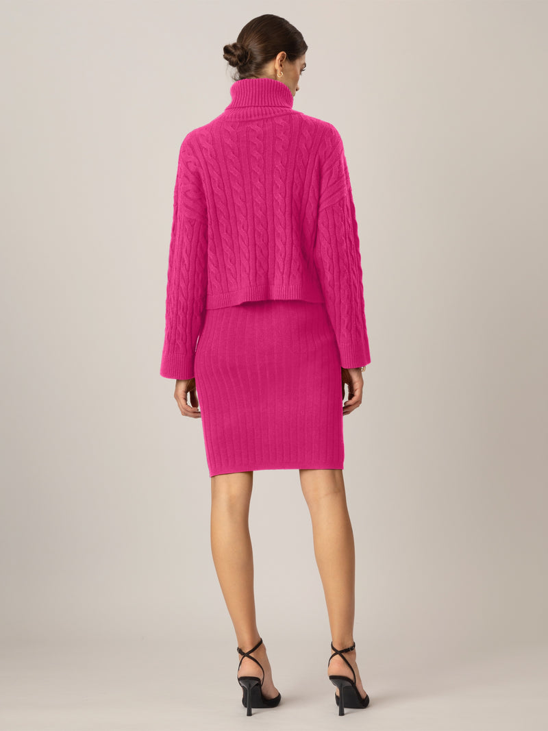 APART Strick- Set aus einem ärmllosen Kleid und einem Pullover | pink