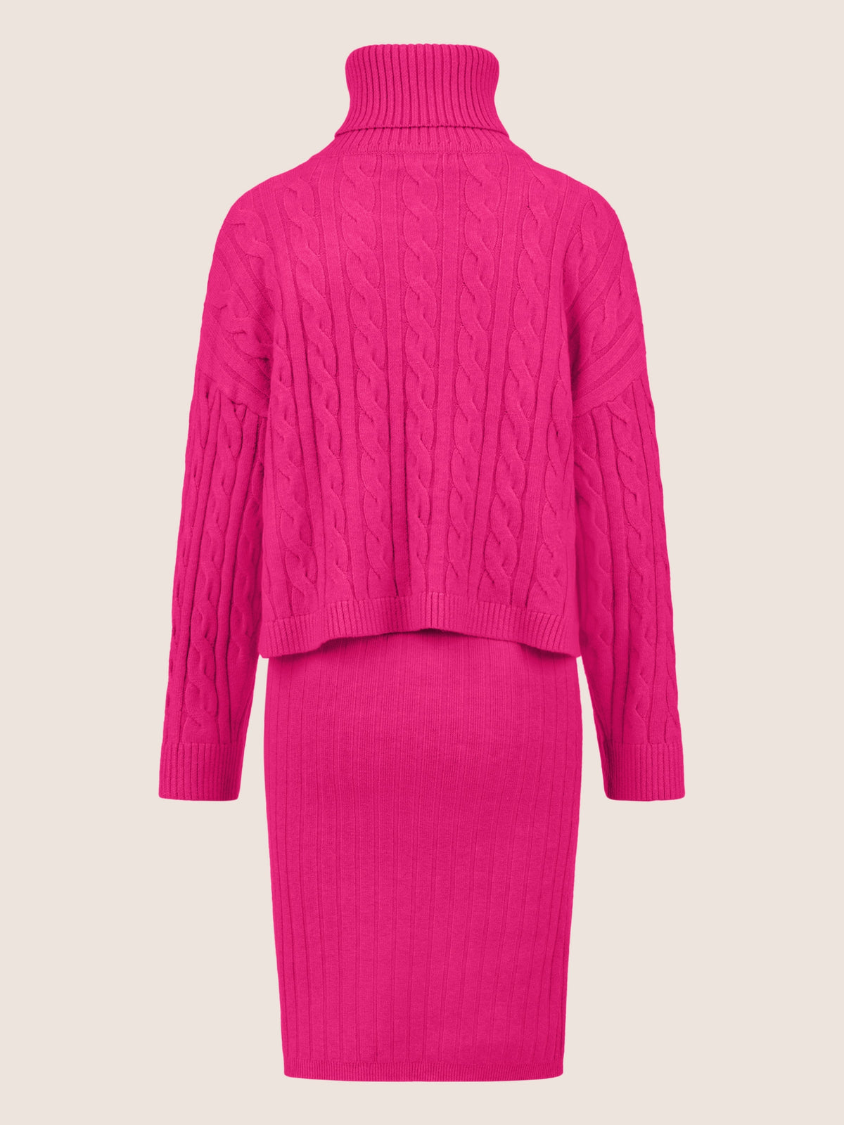 APART Strick- Set aus einem ärmllosen Kleid und einem Pullover | pink