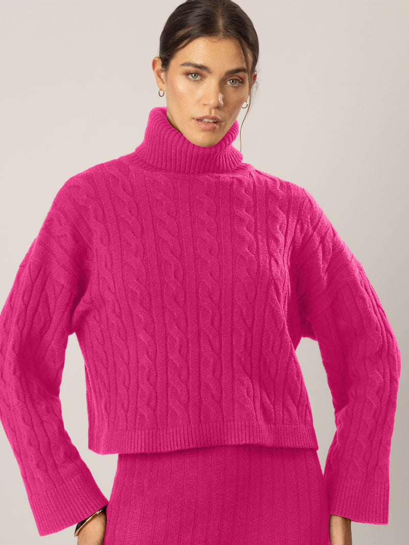 APART Strick- Set aus einem ärmllosen Kleid und einem Pullover | pink