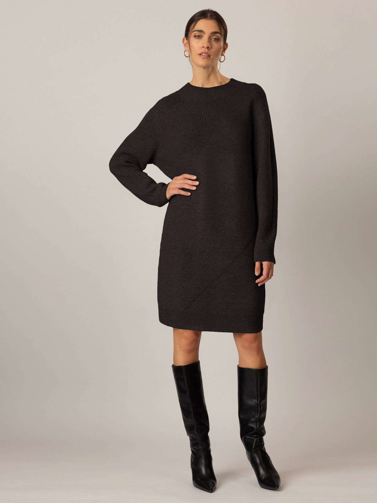 APART Oversized Strickkleid in Gerade Form | schwarz