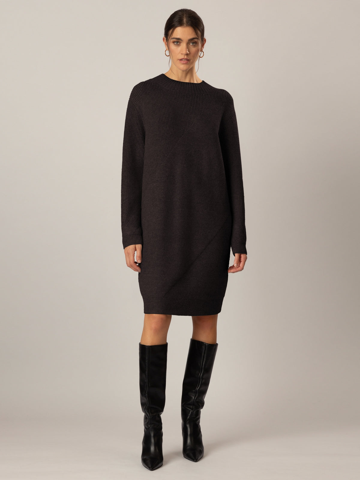 APART Oversized Strickkleid in Gerade Form | schwarz