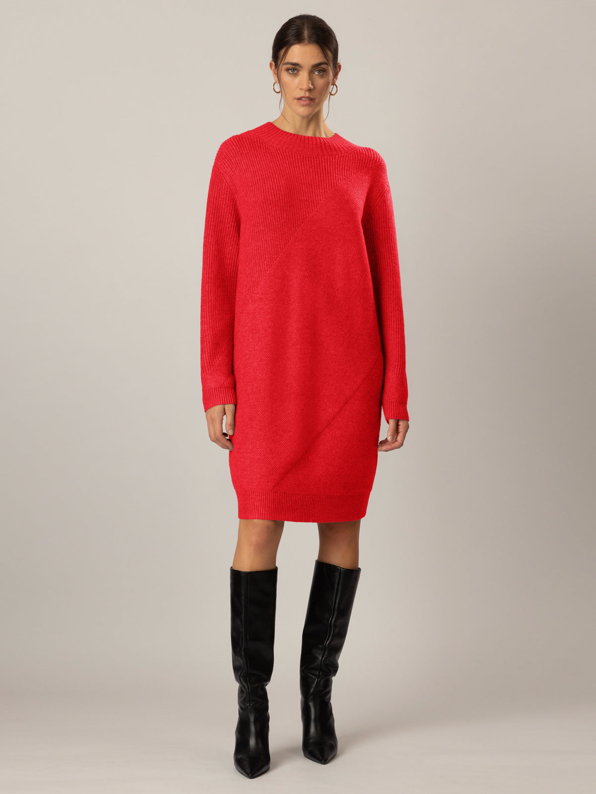 APART Oversized Strickkleid in Gerade Form | rot