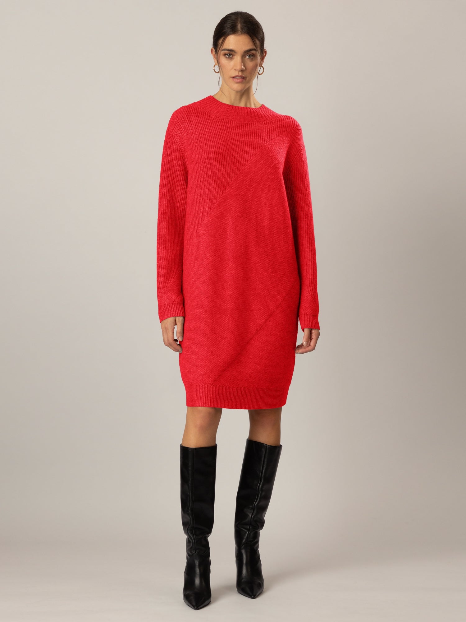 APART Oversized Strickkleid in Gerade Form | rot