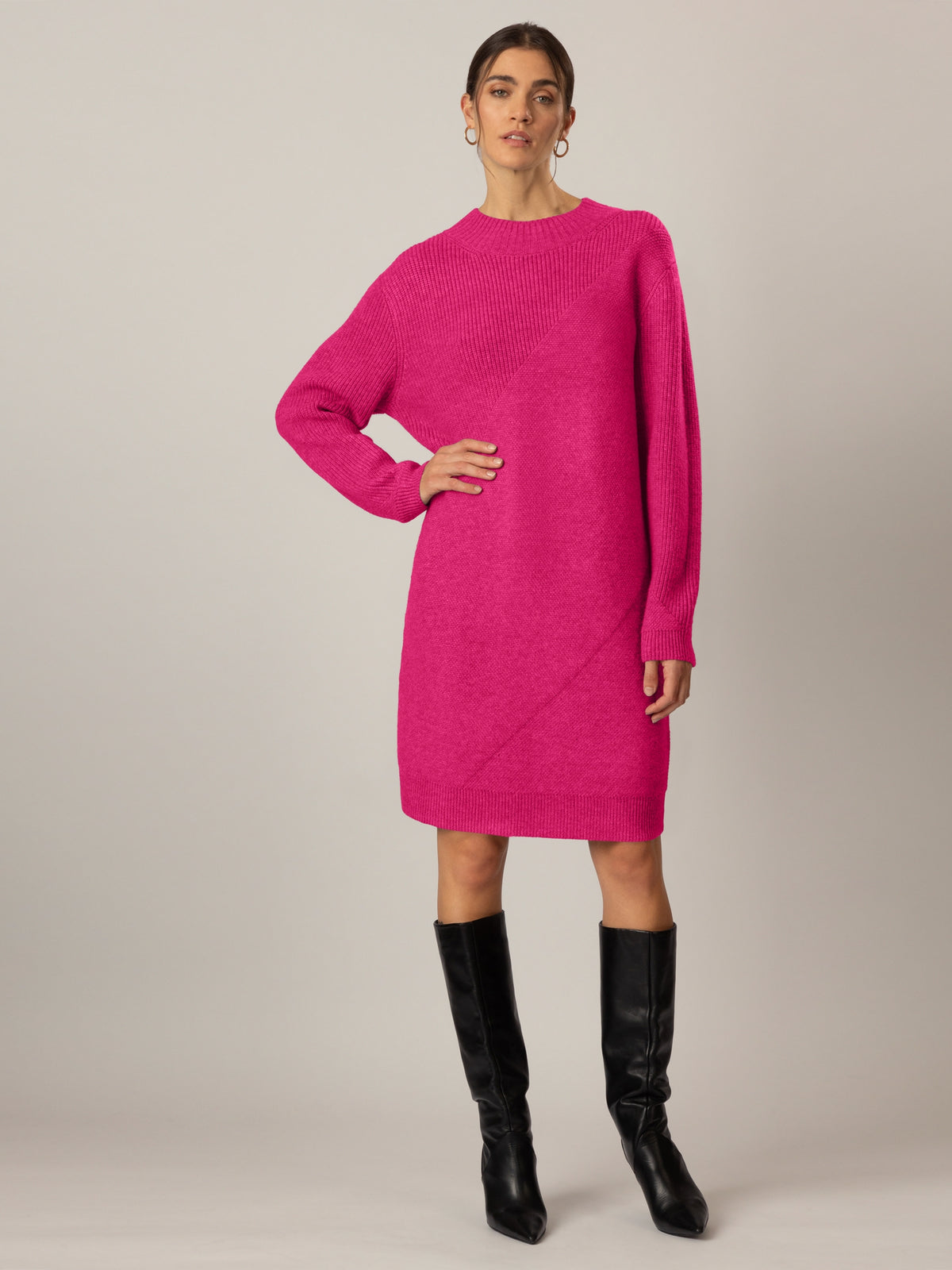 APART Oversized Strickkleid in Gerade Form | pink