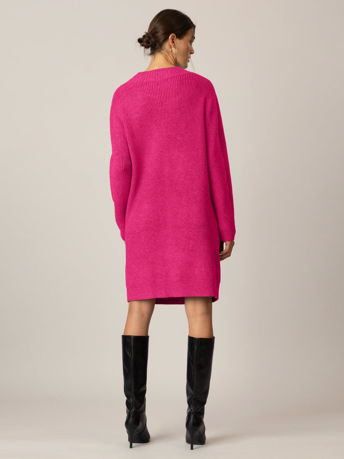 APART Oversized Strickkleid in Gerade Form | pink