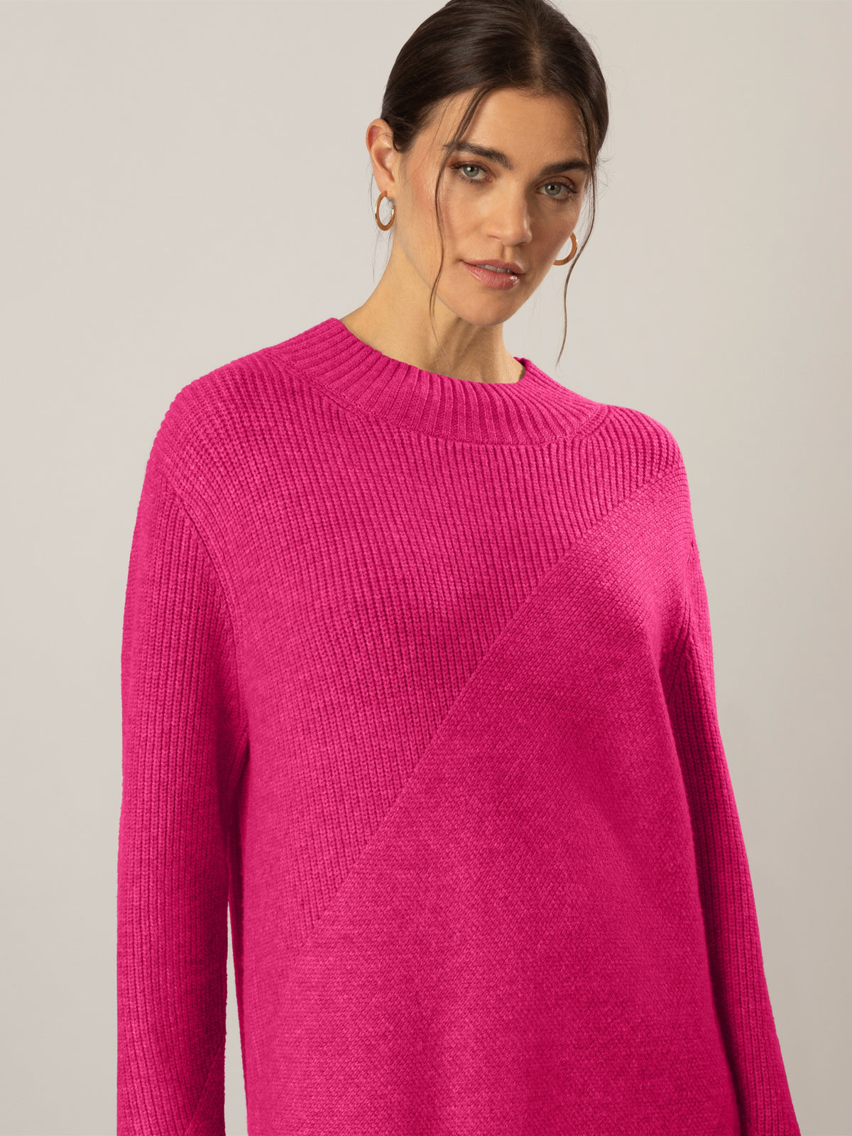 APART Oversized Strickkleid in Gerade Form | pink