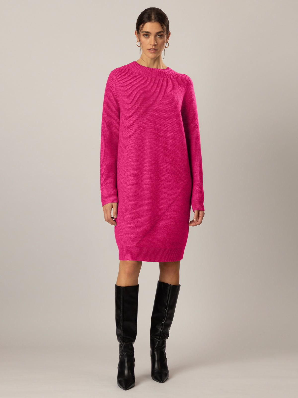 APART Oversized Strickkleid in Gerade Form | pink