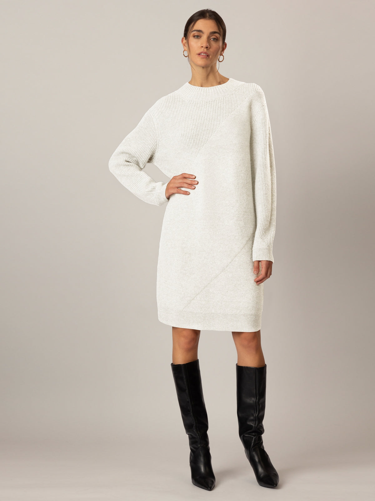 APART Oversized Strickkleid in Gerade Form | creme