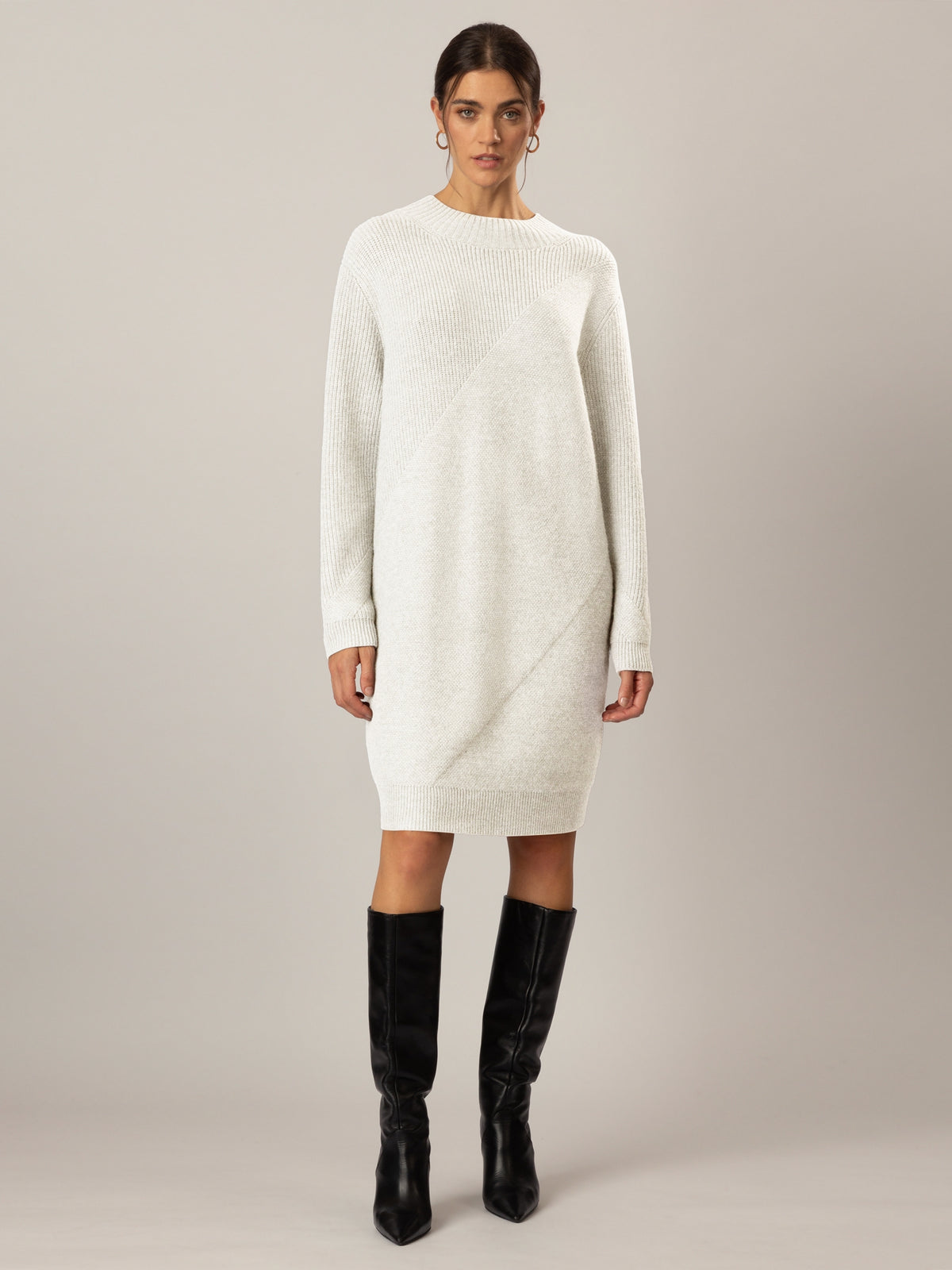 APART Oversized Strickkleid in Gerade Form | creme