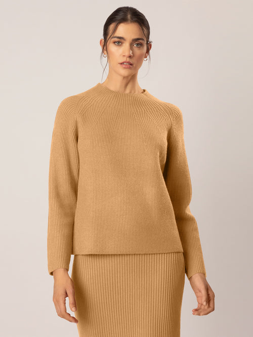 APART Pullover aus einer soften Viskose- Mischung mit Kaschmir allover in Halbpatent gestr | cognac image 1