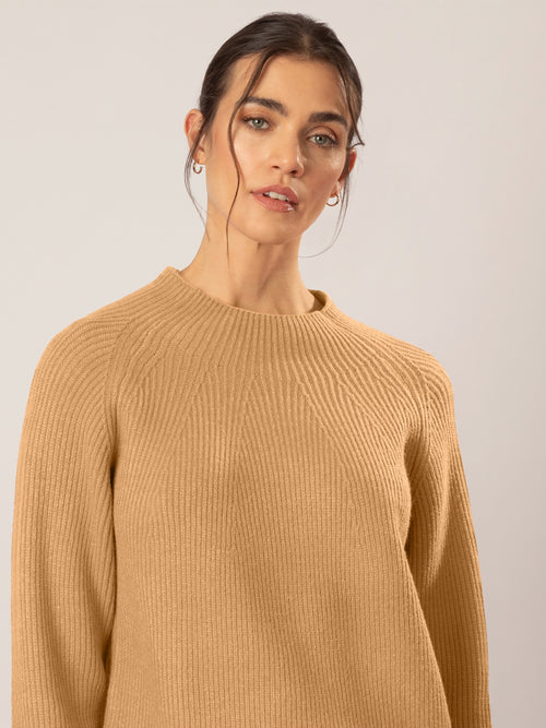 APART Pullover aus einer soften Viskose- Mischung mit Kaschmir allover in Halbpatent gestr | cognac image 1