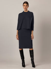 APART Oversized Pullover in Milano- Knit aus einer soften Viskose- Mischung mit Kaschmir | nachtblau