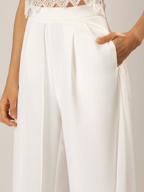 APART Hochzeitshose aus einem leicht strukturierten, elastischen Stoff mit Chiffon Layer | creme image 1