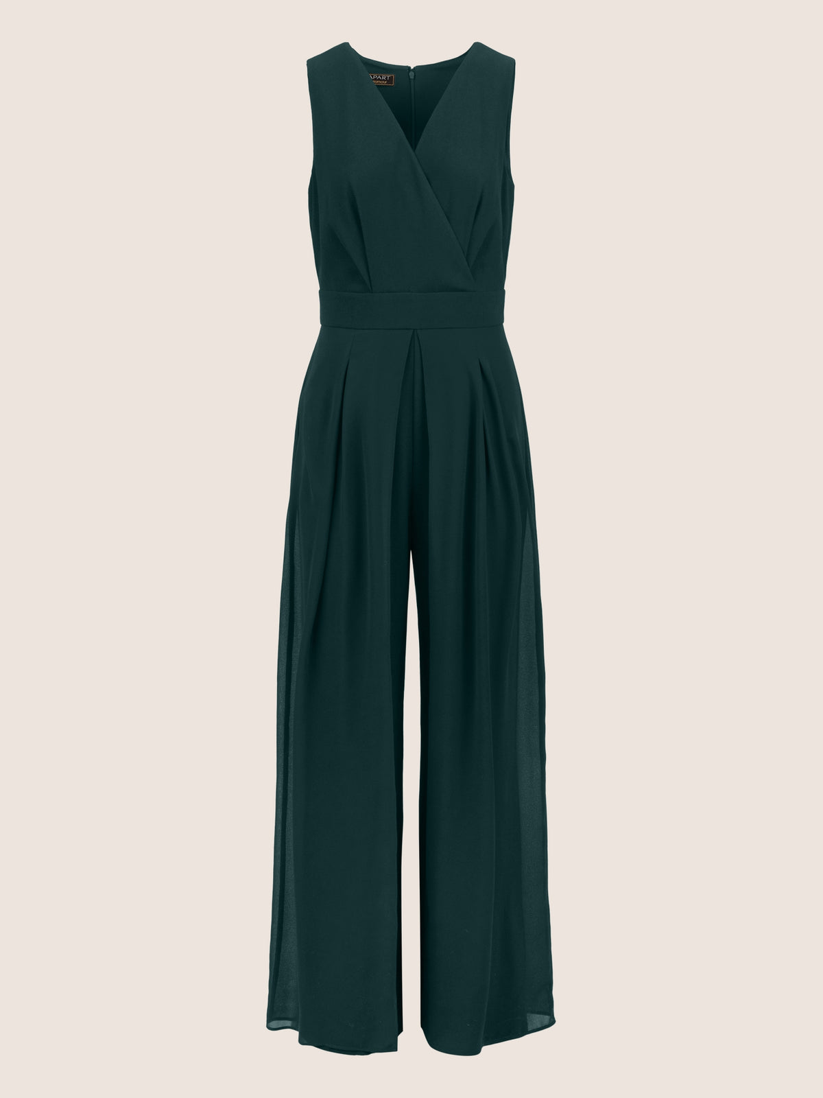 APART Overall im Materialmix aus einer leicht strukturierter Ware und Chiffon | emerald