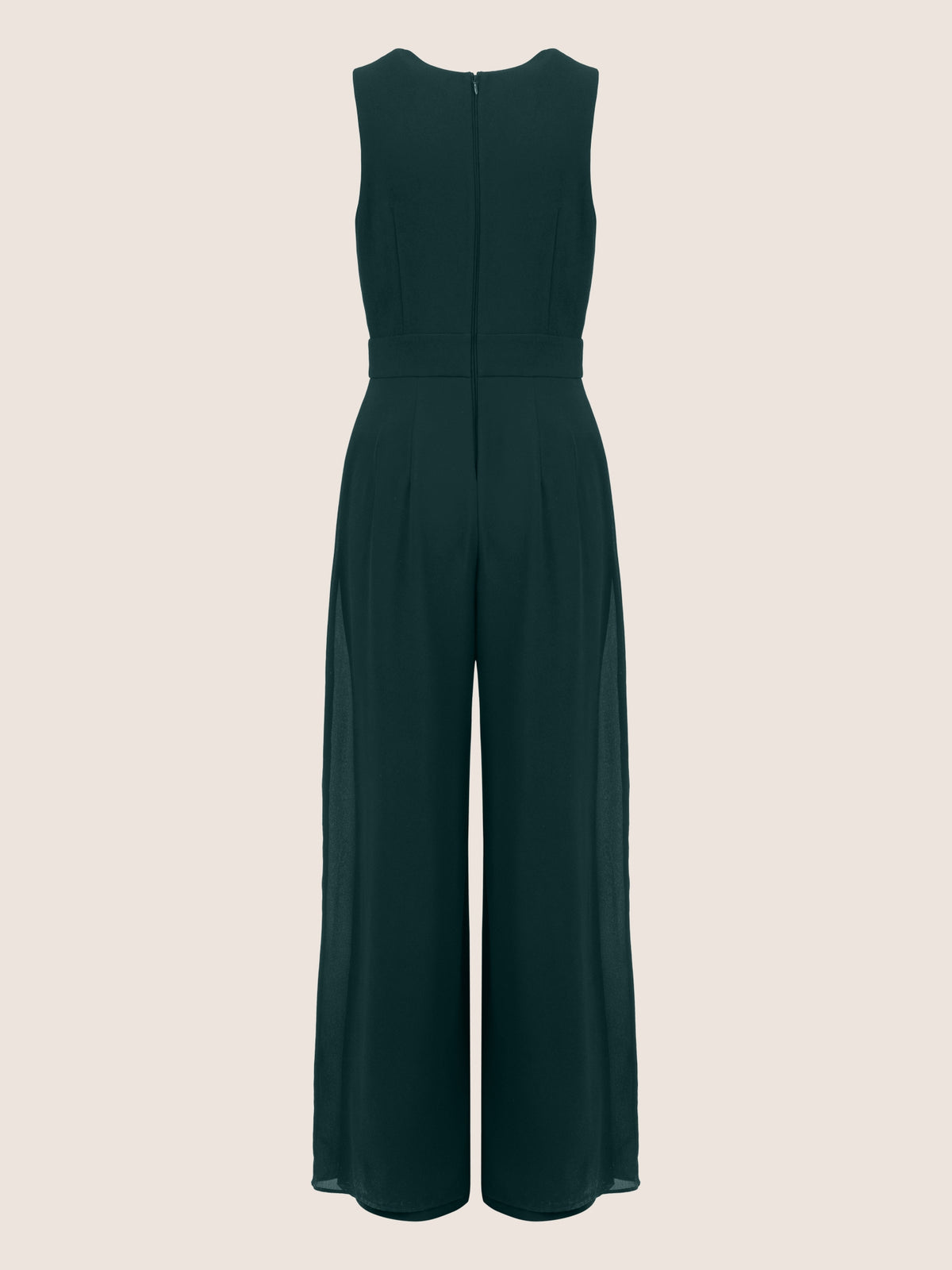 APART Overall im Materialmix aus einer leicht strukturierter Ware und Chiffon | emerald