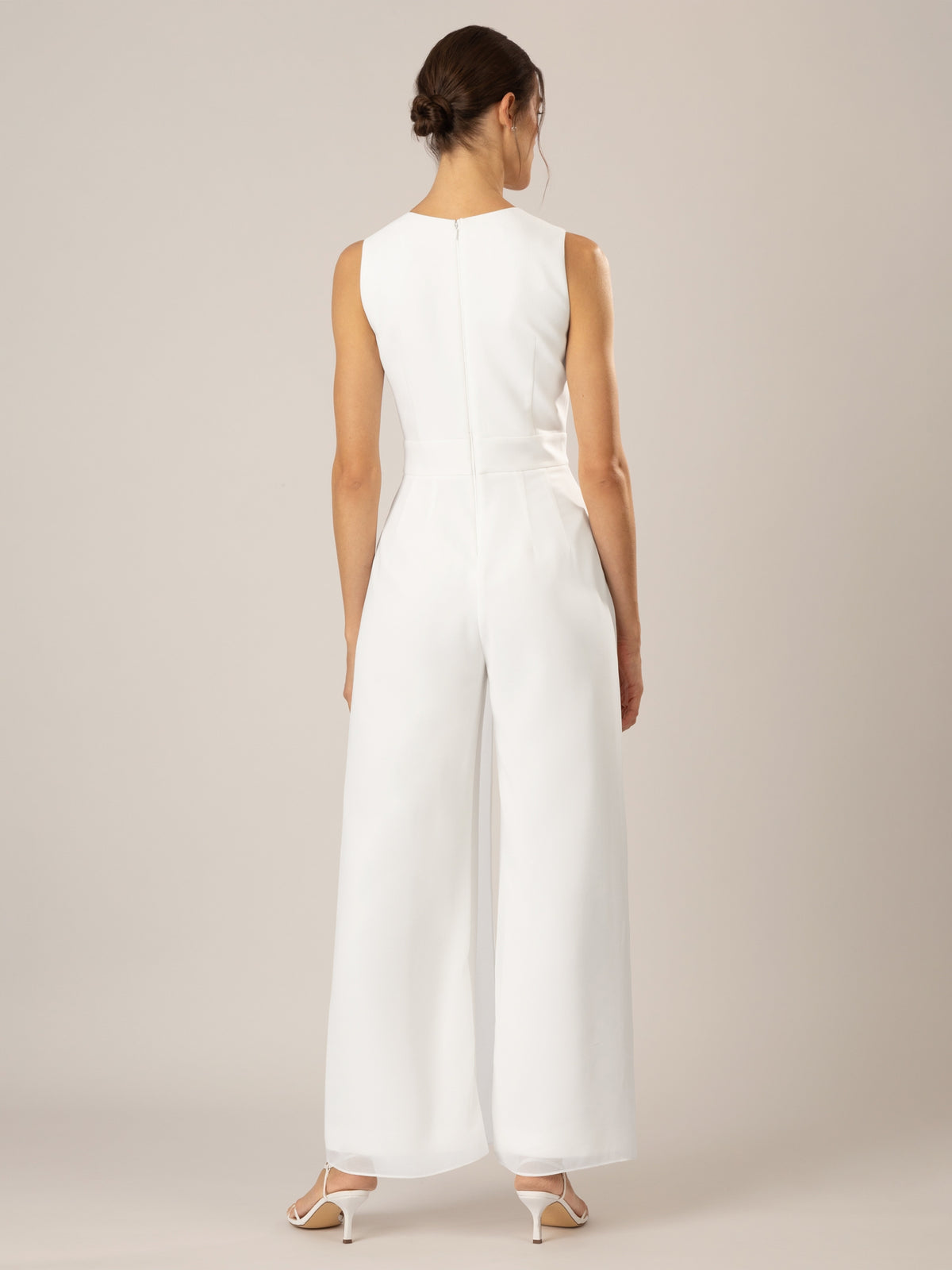 APART Overall im Materialmix aus einer leicht strukturierter Ware und Chiffon | creme