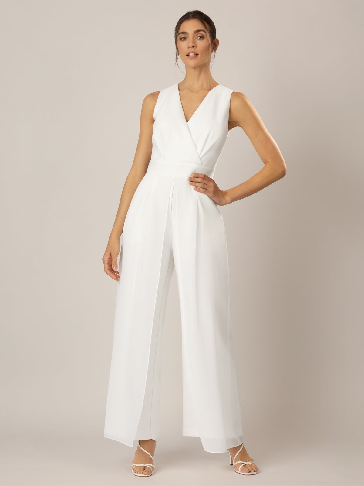 APART Overall im Materialmix aus einer leicht strukturierter Ware und Chiffon | creme