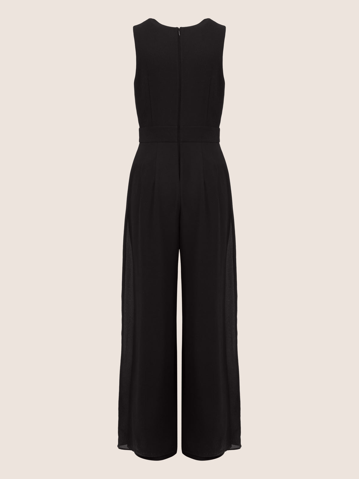 APART Overall im Materialmix aus einer leicht strukturierter Ware und Chiffon | schwarz