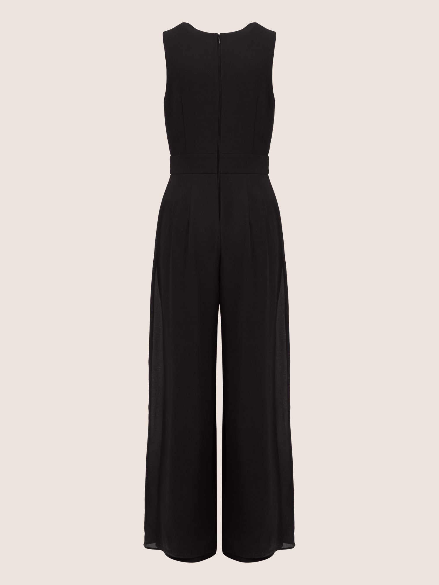 APART Overall im Materialmix aus einer leicht strukturierter Ware und Chiffon | schwarz