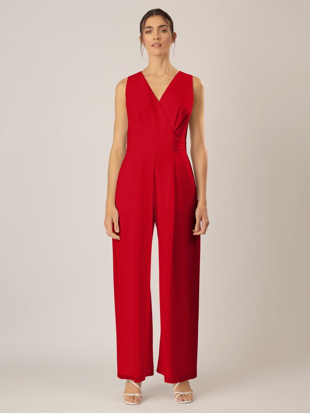 APART Overall im Materialmix aus einer leicht strukturierter Ware und Chiffon | rot