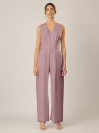 APART Overall im Materialmix aus einer leicht strukturierter Ware und Chiffon | mauve