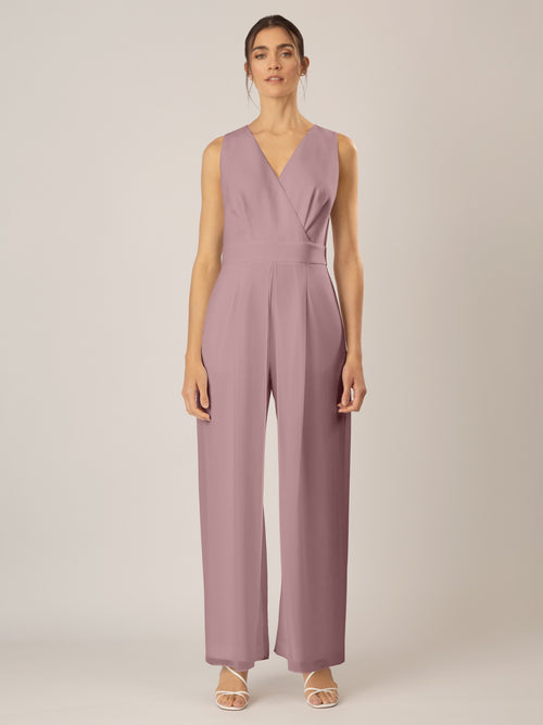 APART Overall im Materialmix aus einer leicht strukturierter Ware und Chiffon | mauve image 1