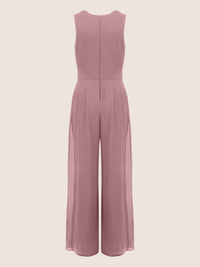 APART Overall im Materialmix aus einer leicht strukturierter Ware und Chiffon | mauve