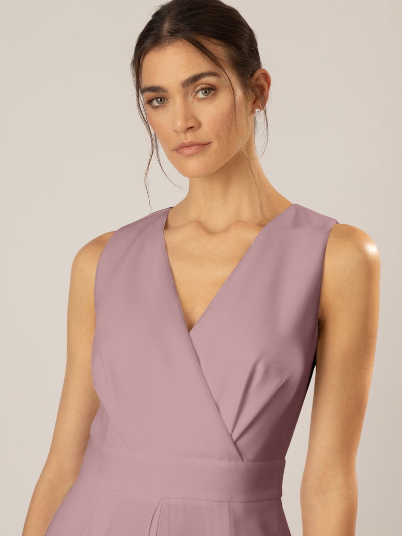 APART Overall im Materialmix aus einer leicht strukturierter Ware und Chiffon | mauve