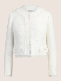 APART Boucle Blazer mit kleinen, eingewebten, silberfarbenen Pailletten | creme