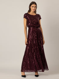 APART Abendkleid allover aufwendig mit Pailletten bestickt | beere