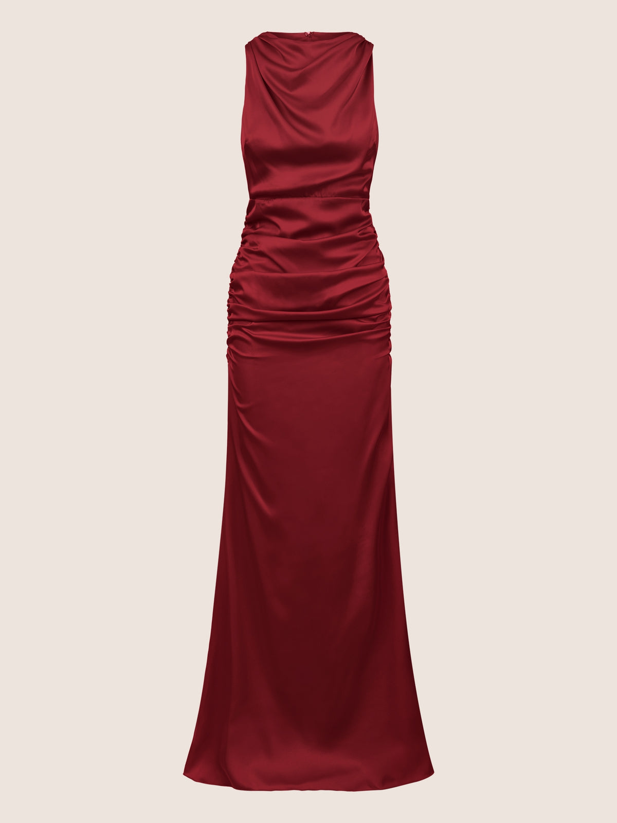 APART Matt schimmerndes Kleid aus Satin in Midi-Länge | bordeaux