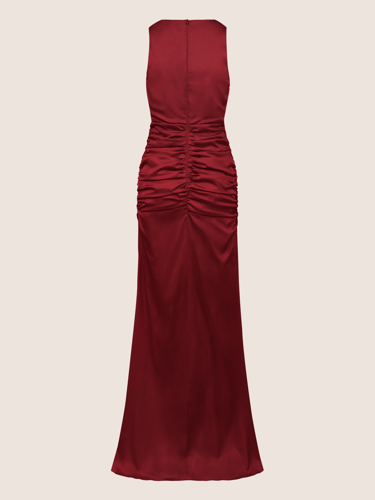 APART Matt schimmerndes Kleid aus Satin in Midi-Länge | bordeaux