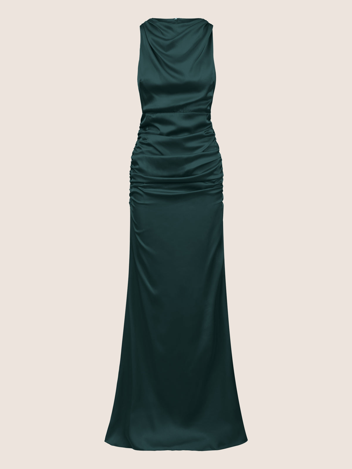 APART Matt schimmerndes Kleid aus Satin in Midi-Länge | emerald