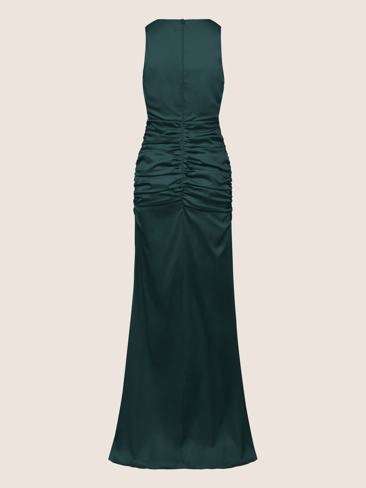 APART Matt schimmerndes Kleid aus Satin in Midi-Länge | emerald