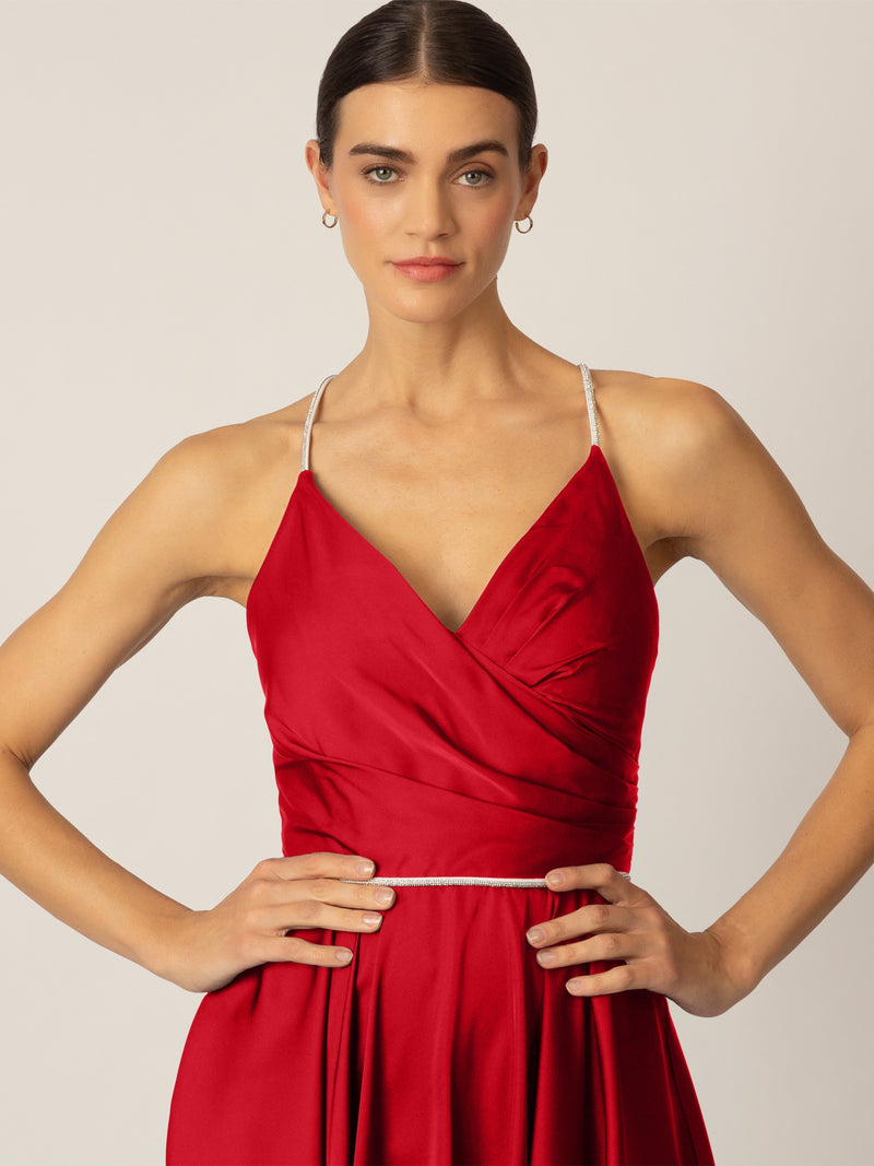 APART Satin-Cocktailkleid mit weit schwingendem Rock | rot