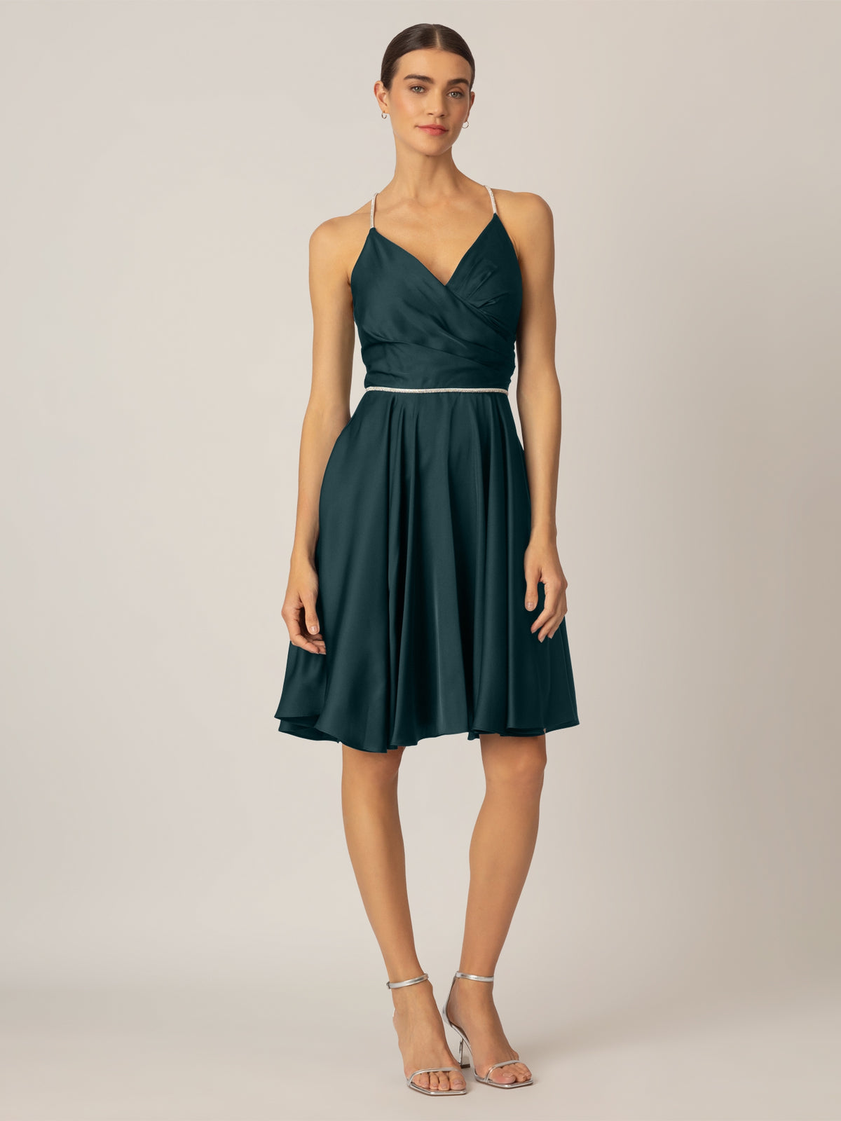 APART Satin-Cocktailkleid mit weit schwingendem Rock | emerald