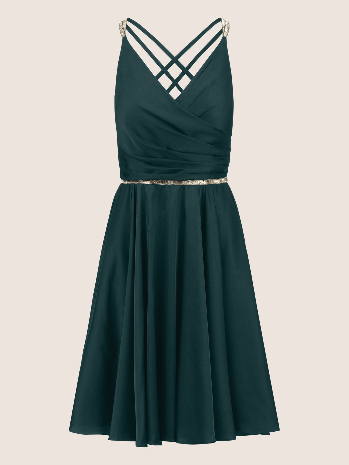 APART Satin-Cocktailkleid mit weit schwingendem Rock | emerald