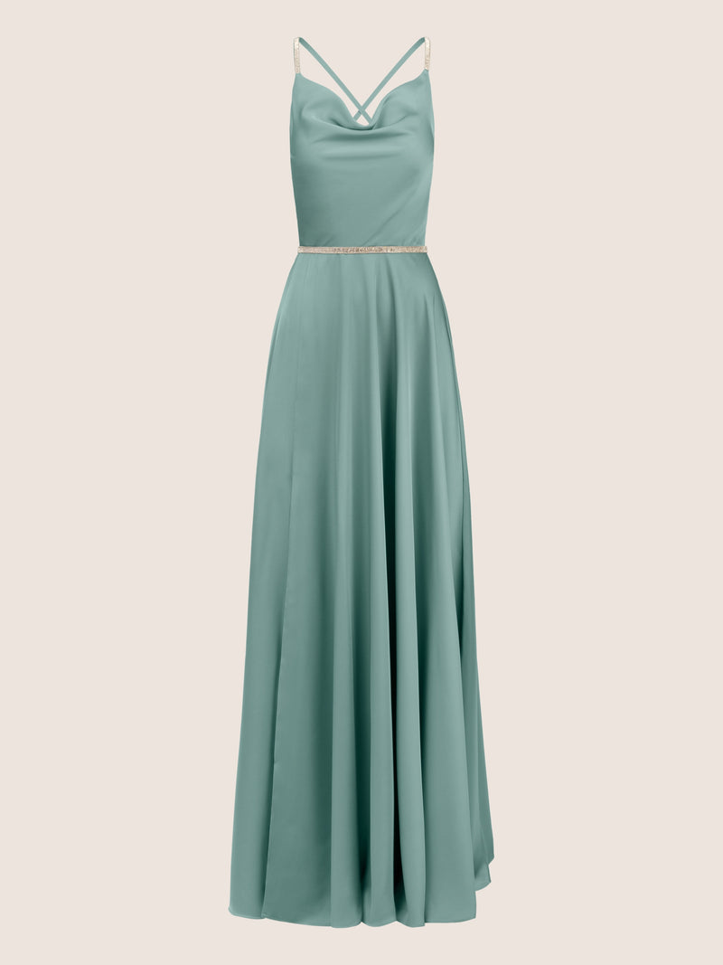 APART Satin-Abendkleid aus mattschimmerndem Satin | jade