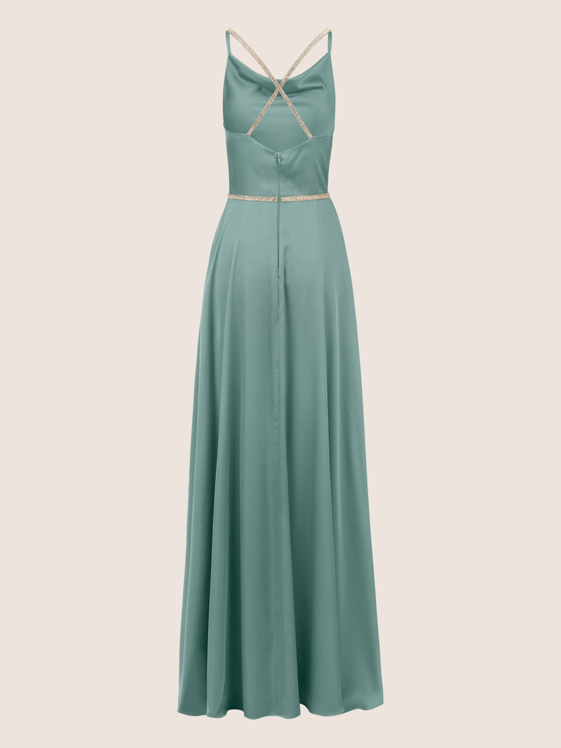 APART Satin-Abendkleid aus mattschimmerndem Satin | jade