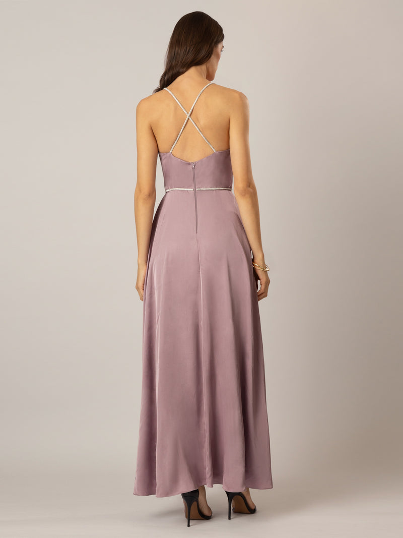 APART Satin-Abendkleid aus mattschimmerndem Satin | mauve