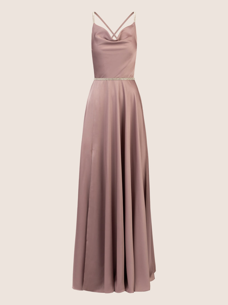 APART Satin-Abendkleid aus mattschimmerndem Satin | mauve