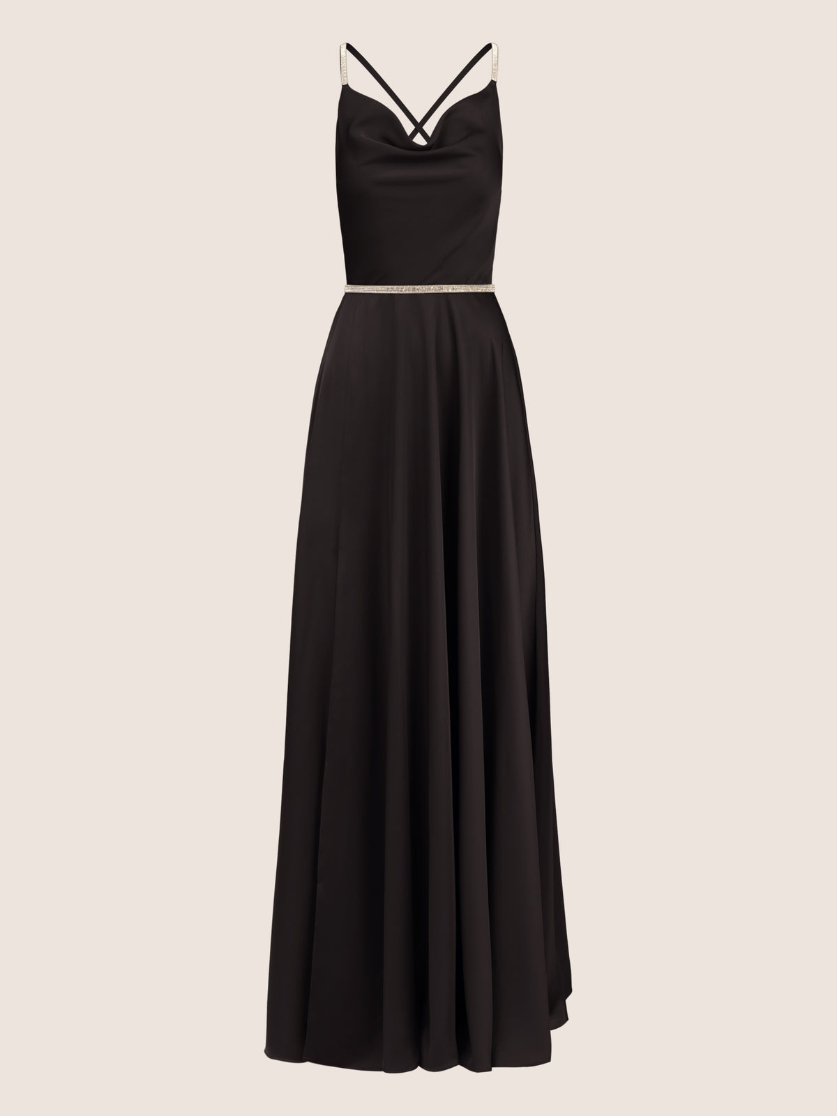 APART Satin-Abendkleid aus mattschimmerndem Satin | schwarz