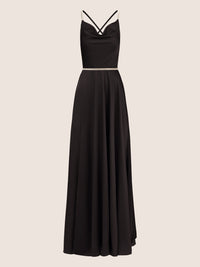 APART Satin-Abendkleid aus mattschimmerndem Satin | schwarz