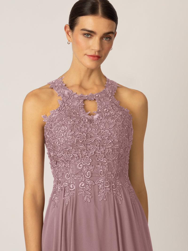 APART Cocktailkleid aus einer Plastischen Spitze und Chiffon | mauve